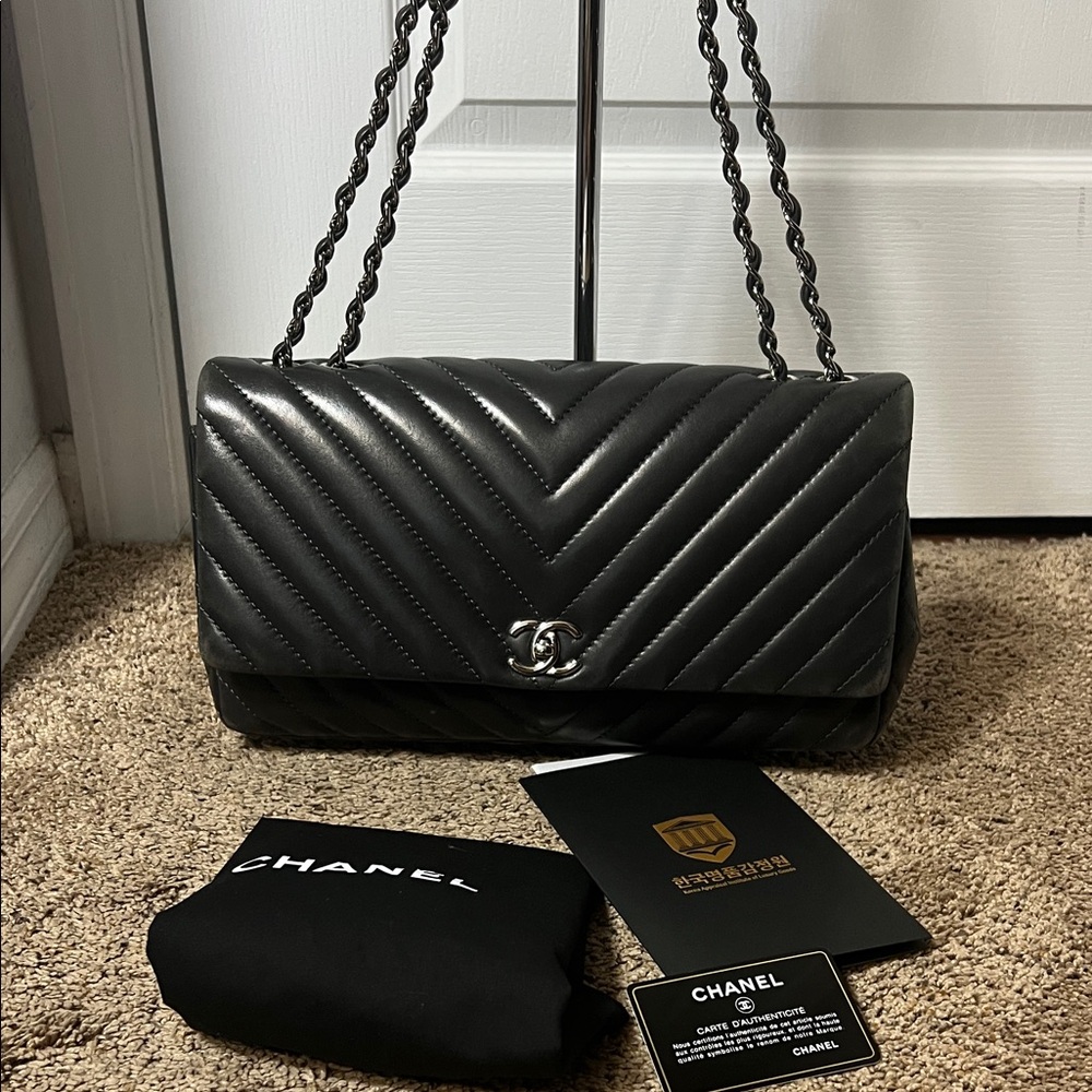 Chanel  Dark Grey Quilted Women's Bag